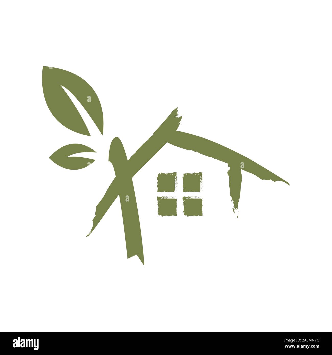 Schizzo di disegno green house logo design icona vettore illustratio Illustrazione Vettoriale