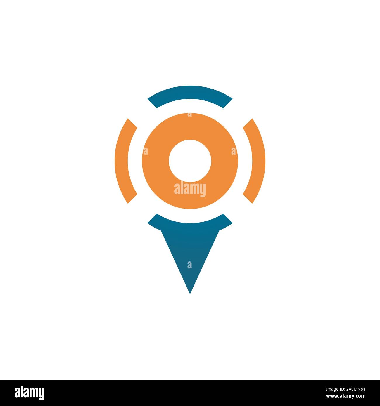 Design piatto stile GPS di navigazione vettore icona logo design. Mappa icona del puntatore. Posizione del pin simbolo. Illustrazione Vettoriale
