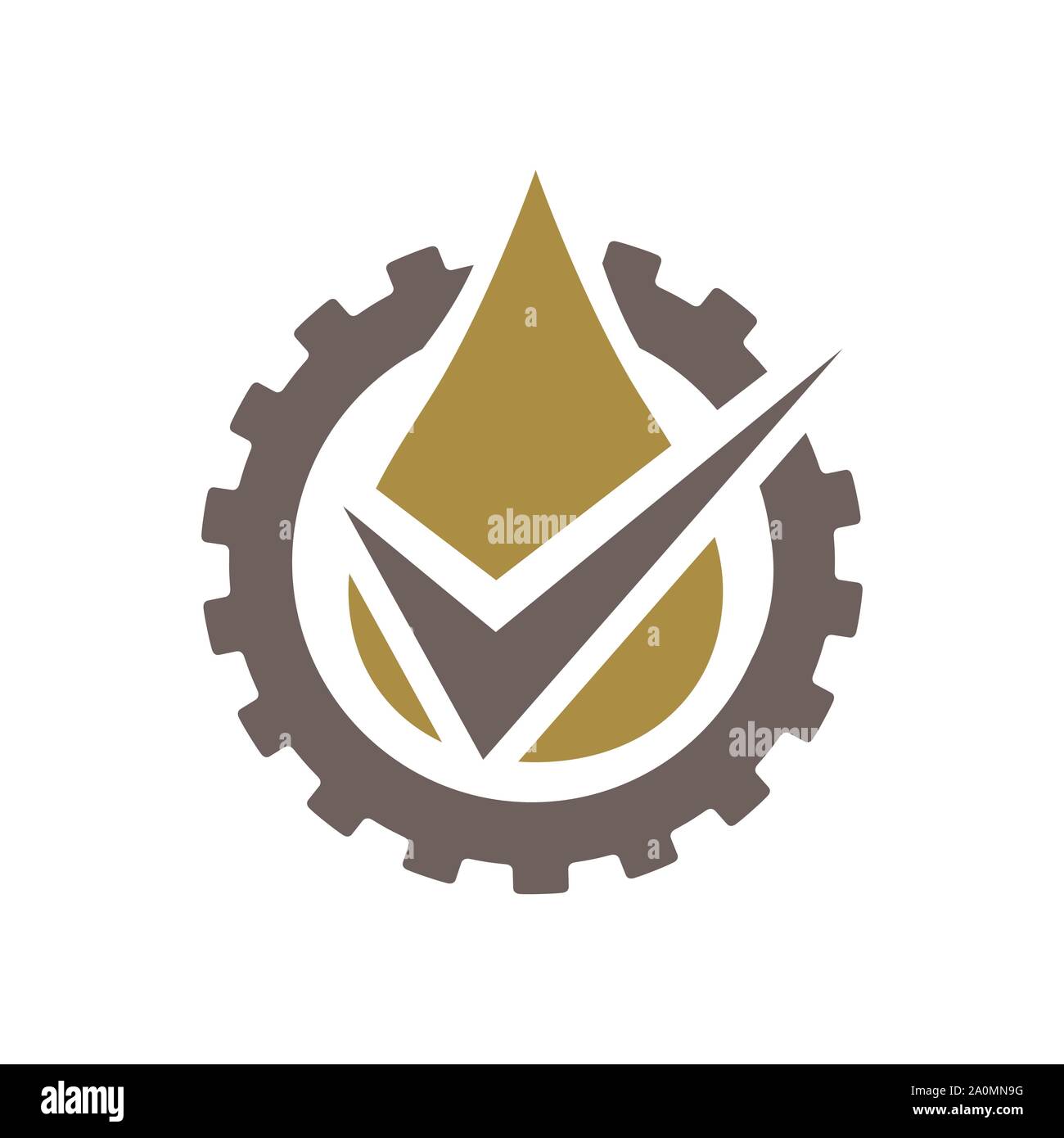 Natura ingranaggio di olio e gas logo design illustrazioni vettoriali Illustrazione Vettoriale