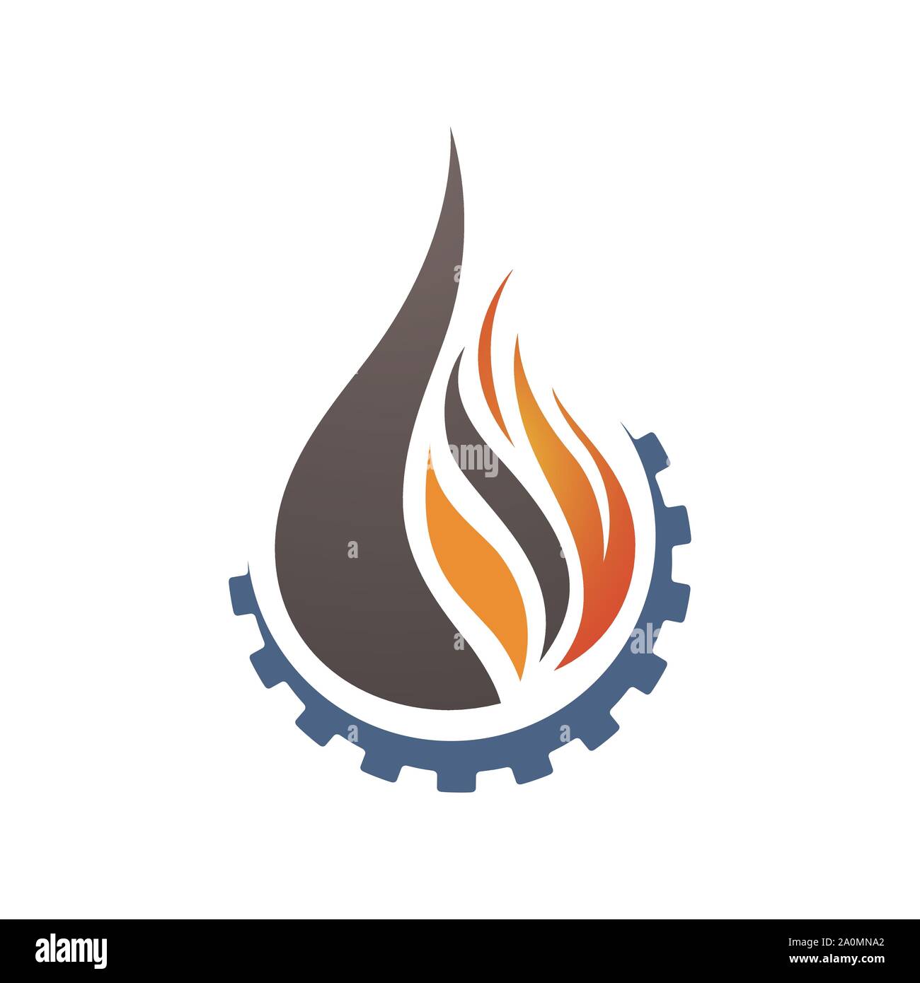 Natura ingranaggio di olio e gas logo design illustrazioni vettoriali Illustrazione Vettoriale