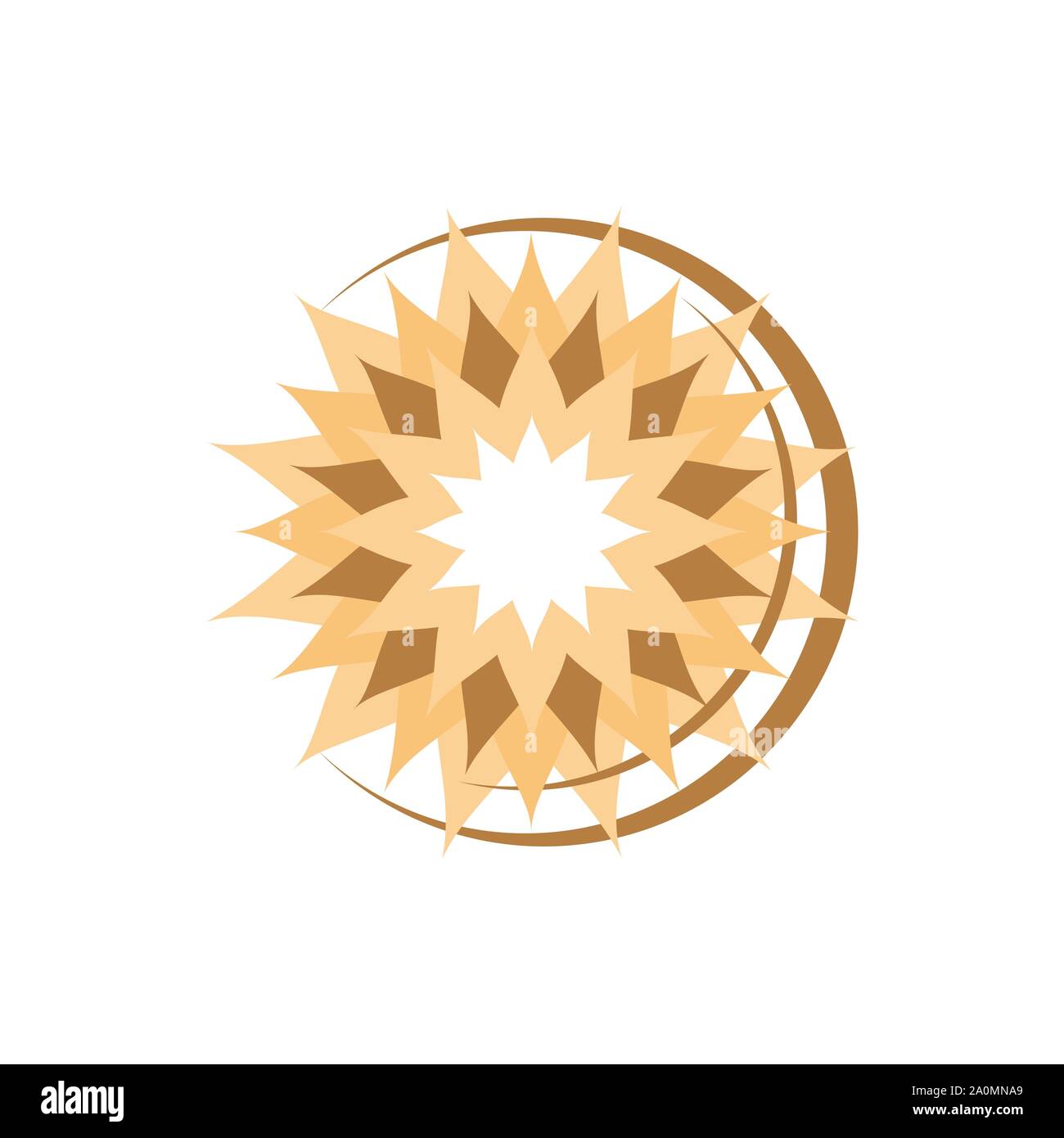 Stemma Rotondo fiore in un cerchio n stile lineare un vettore abstract flower logo design di prodotti naturali come i cosmetici, fioraio, spa, salone di bellezza De Illustrazione Vettoriale