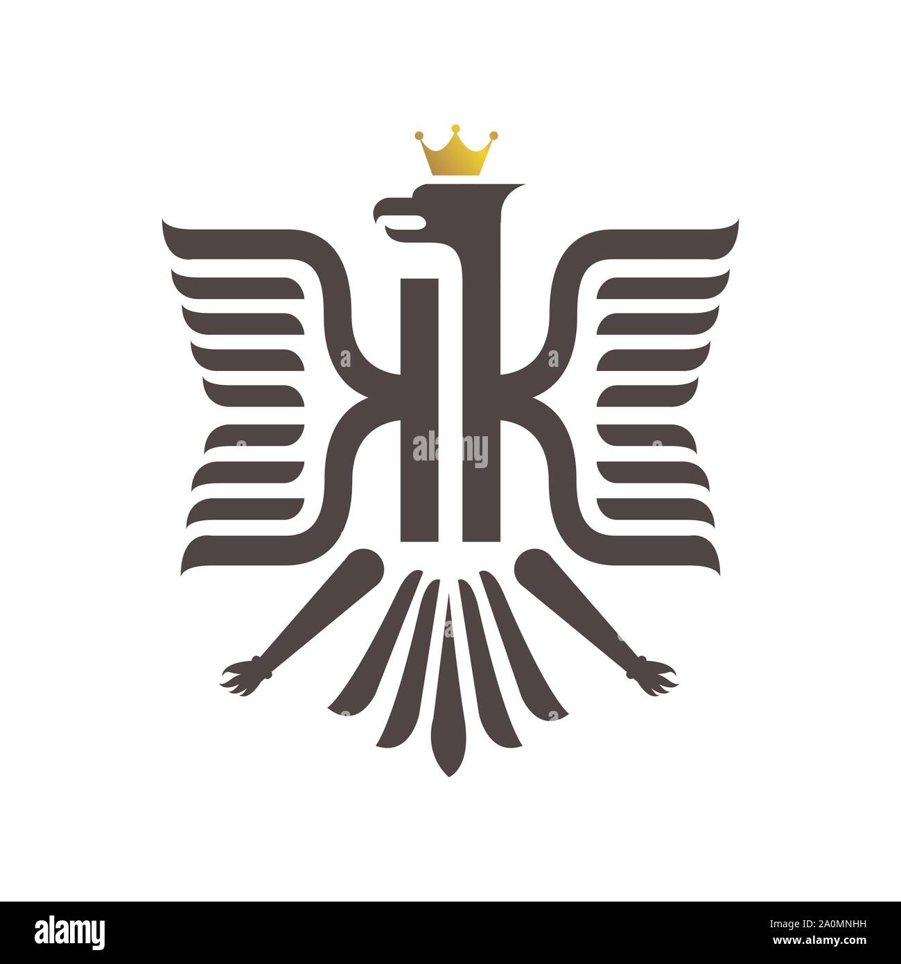 Medievale stemma araldico emblema scudo uccello potente stemma logo Illustrazione Vettoriale