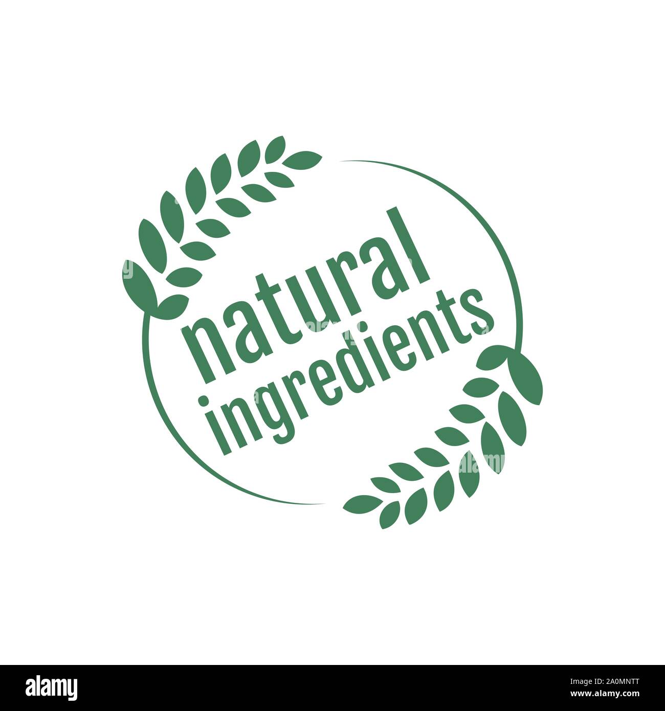 Cibo vegan ingredienti natura verde foglia timbro etichetta ingredienti organici icona vettore Illustrazione Vettoriale