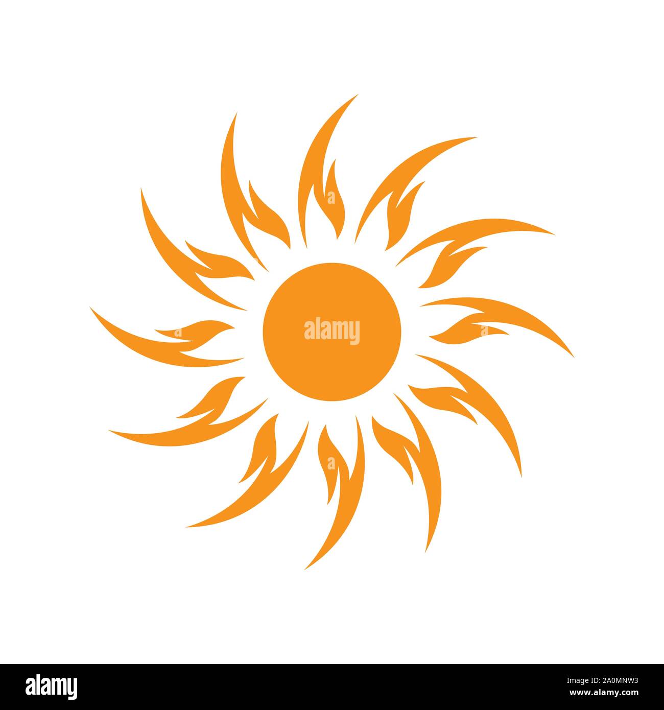 Sun Vector logo icona estate design. Sunburst logo star. Il giallo sole simbolo. Illustrazione Vettoriale