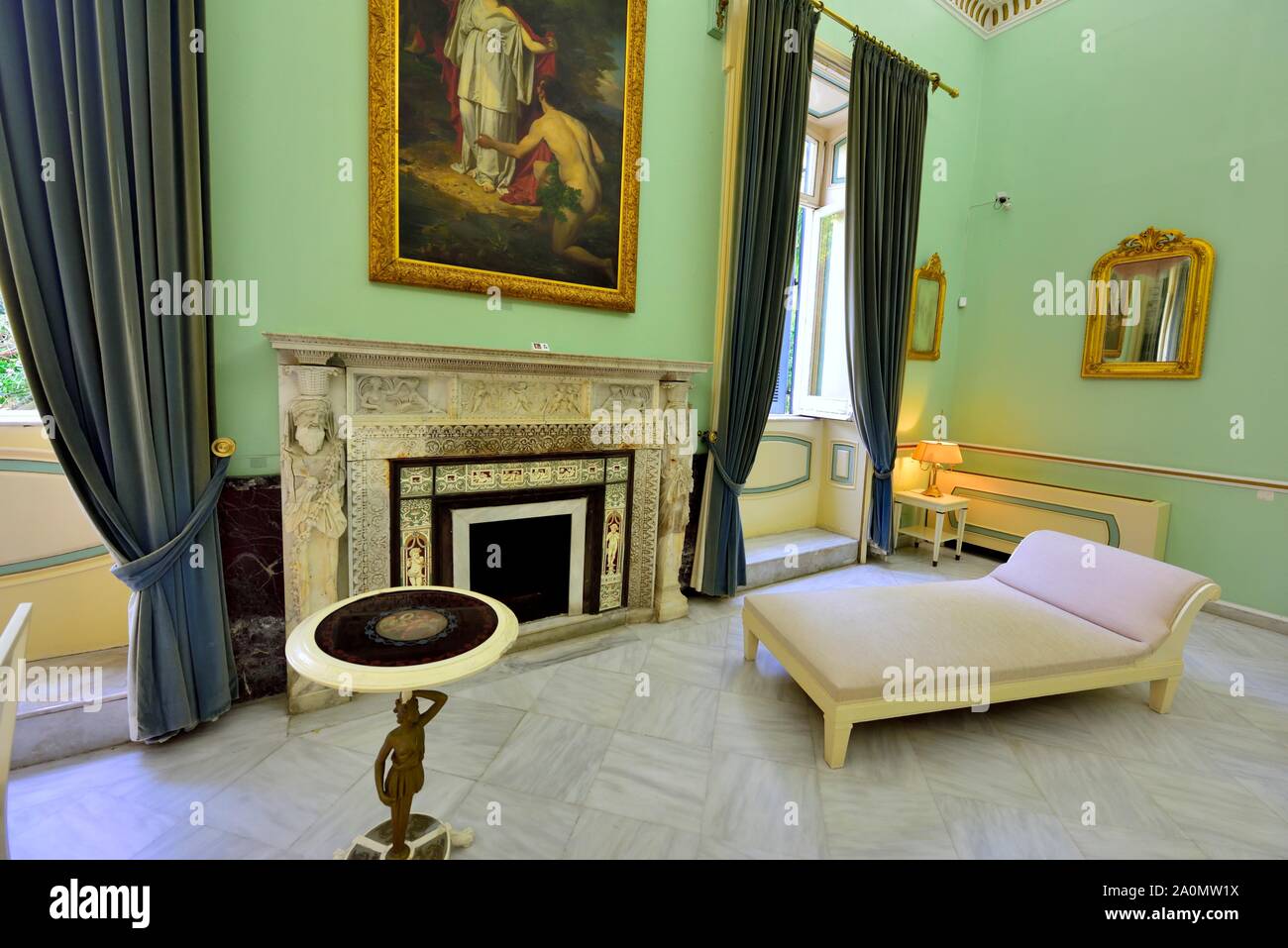 Sala interna,Palazzo Achilleion,Gastouri,l'isola di Corfù, isole Ionie, Grecia Foto Stock