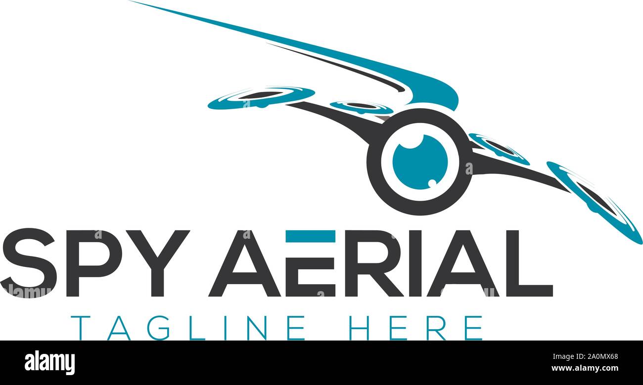 Spy Aerial e Drone Logo Design Illustrazione Vettoriale