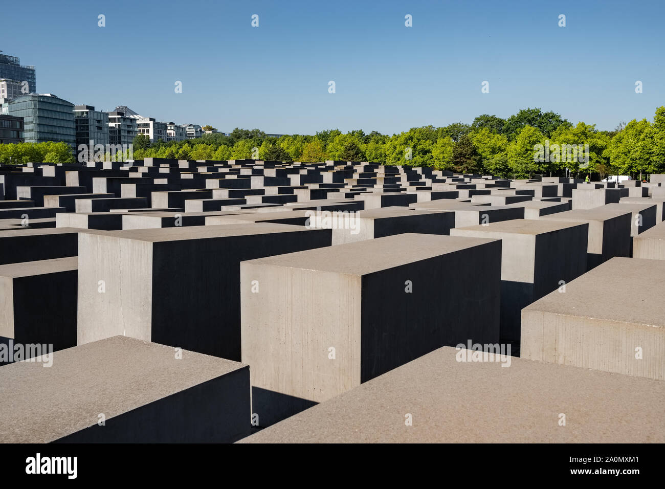 Il memoriale dell'olocausto Germania Berlino memoriale al assassinato ebrei di Europa Foto Stock