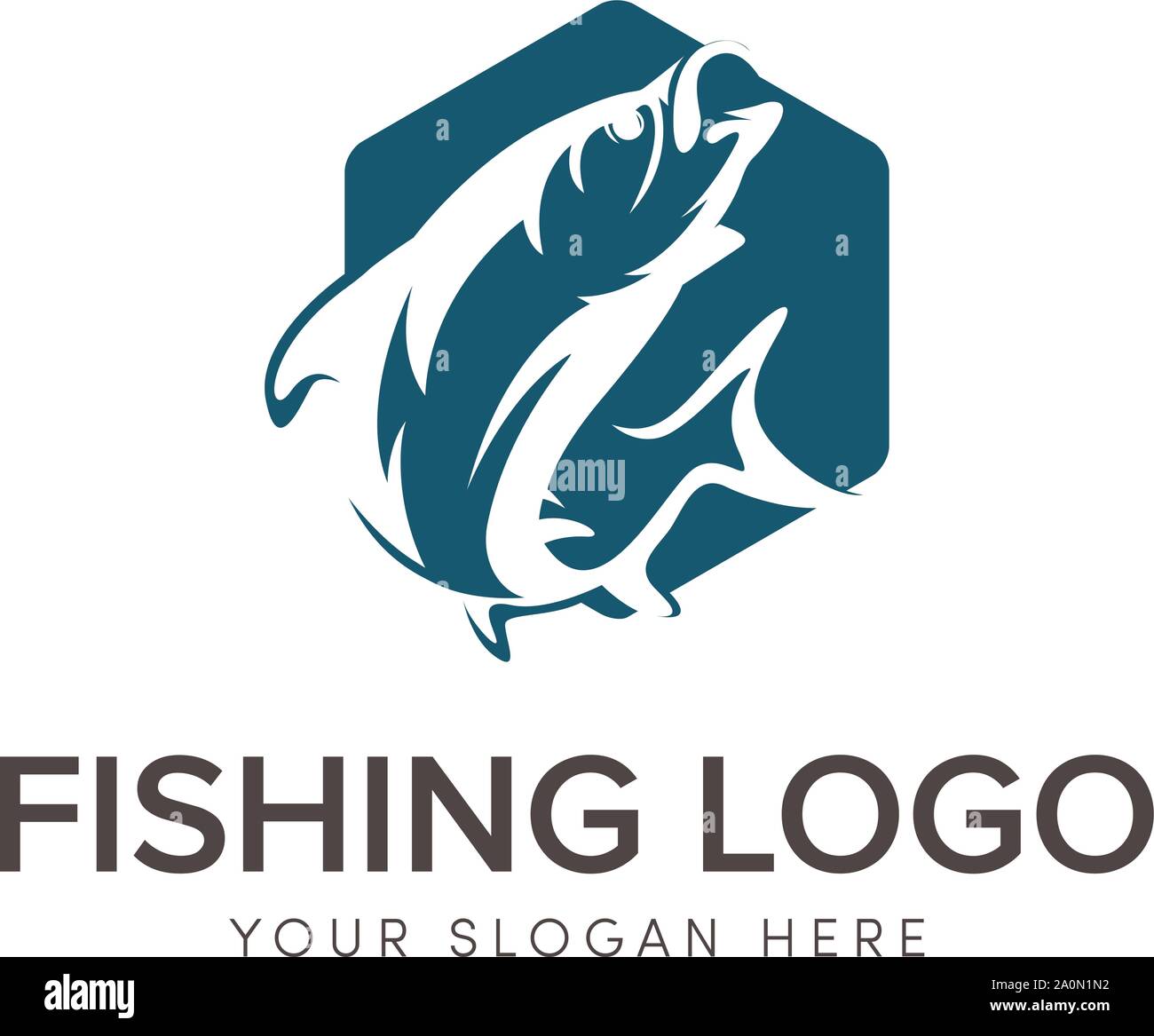 logo big bass fishing con salto in acqua di mare Illustrazione Vettoriale