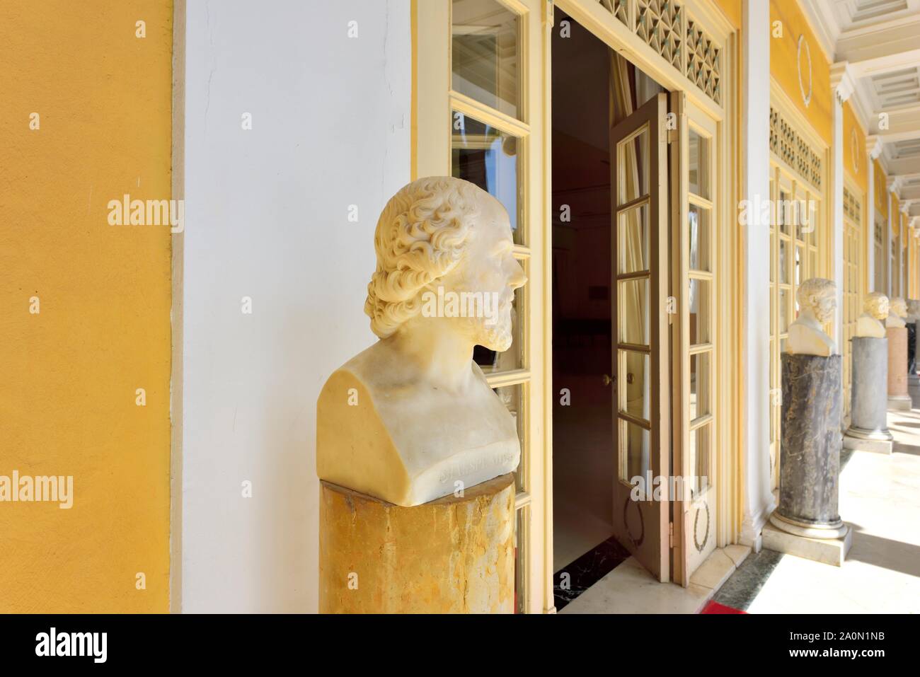 Busto in marmo di William Shakespeare,Palazzo Achilleion,Gastouri,l'isola di Corfù, isole Ionie, Grecia Foto Stock