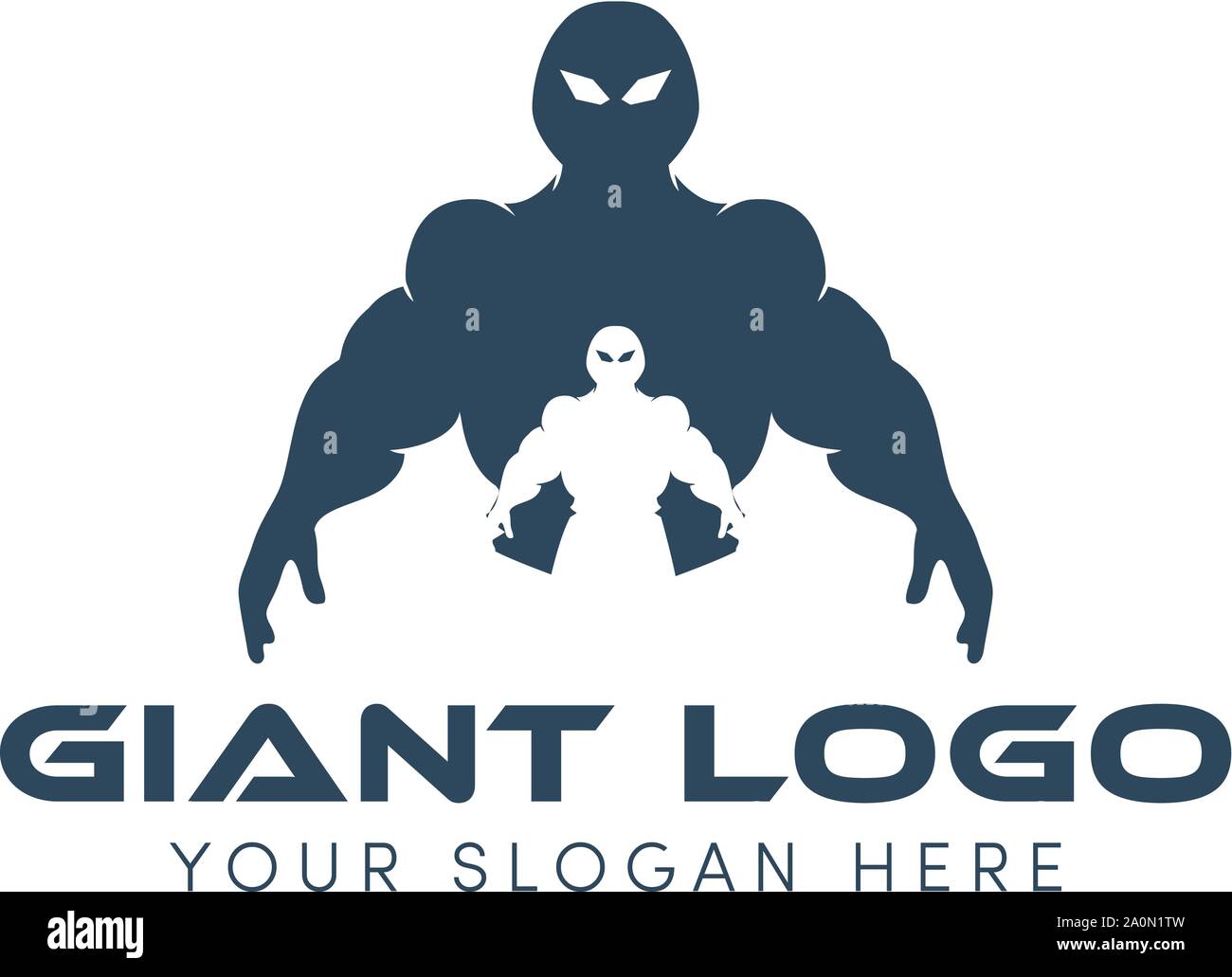 il logo gigante si presenta come un robot supereroi Illustrazione Vettoriale