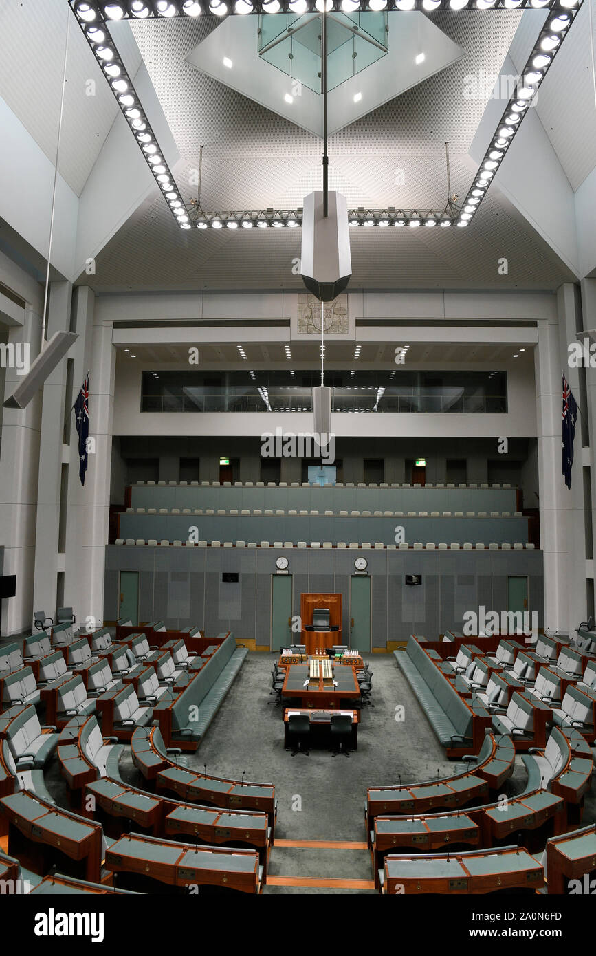 Senato, la Casa del Parlamento, Capital Hill a Canberra in Australia Foto Stock