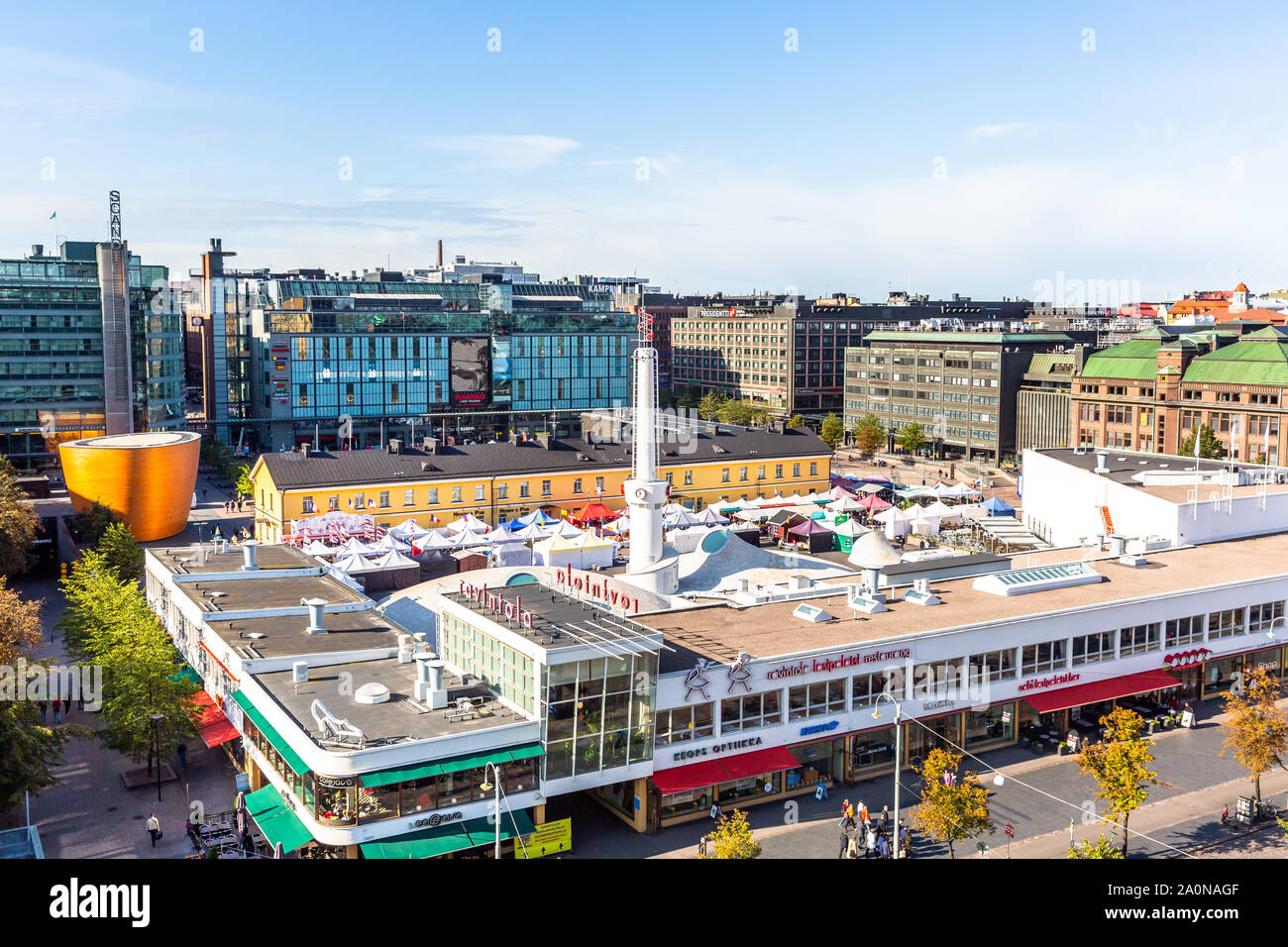 Vista aerea del centro di Helsinki, Finlandia Foto Stock