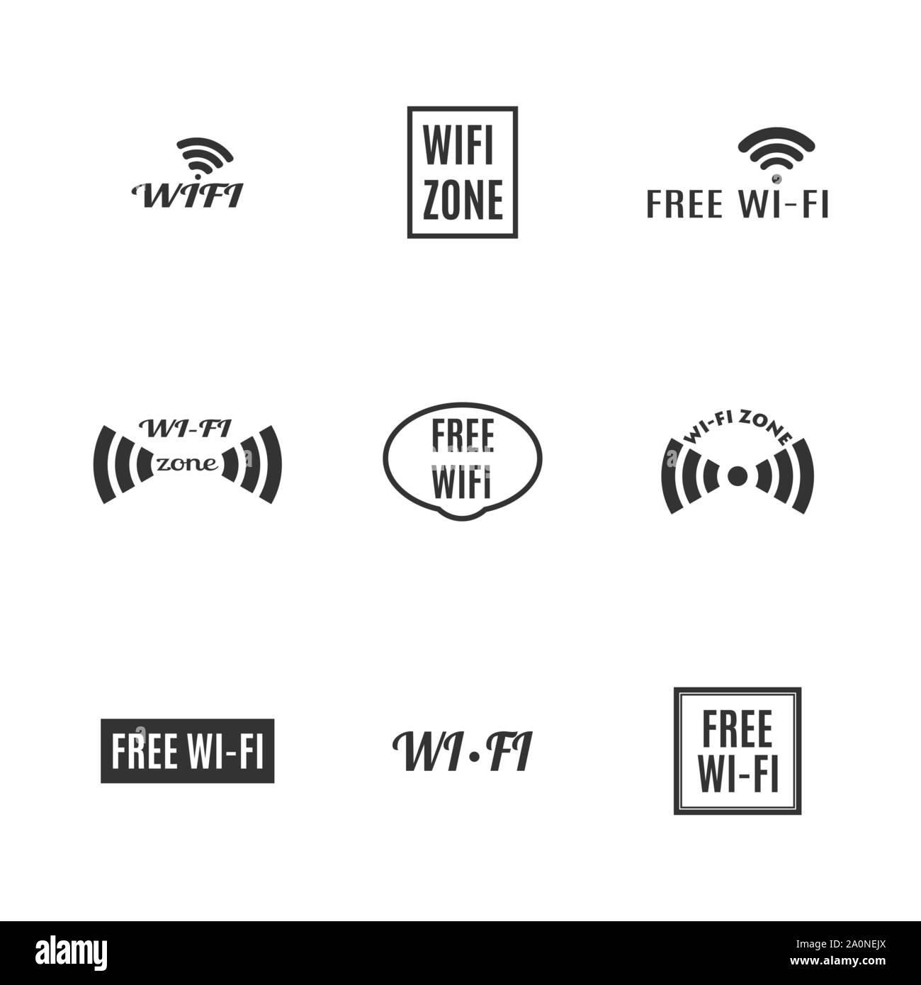 Set di varie icone senza fili isolati su uno sfondo bianco. In stile appartamento, illustrazione vettoriale. Illustrazione Vettoriale