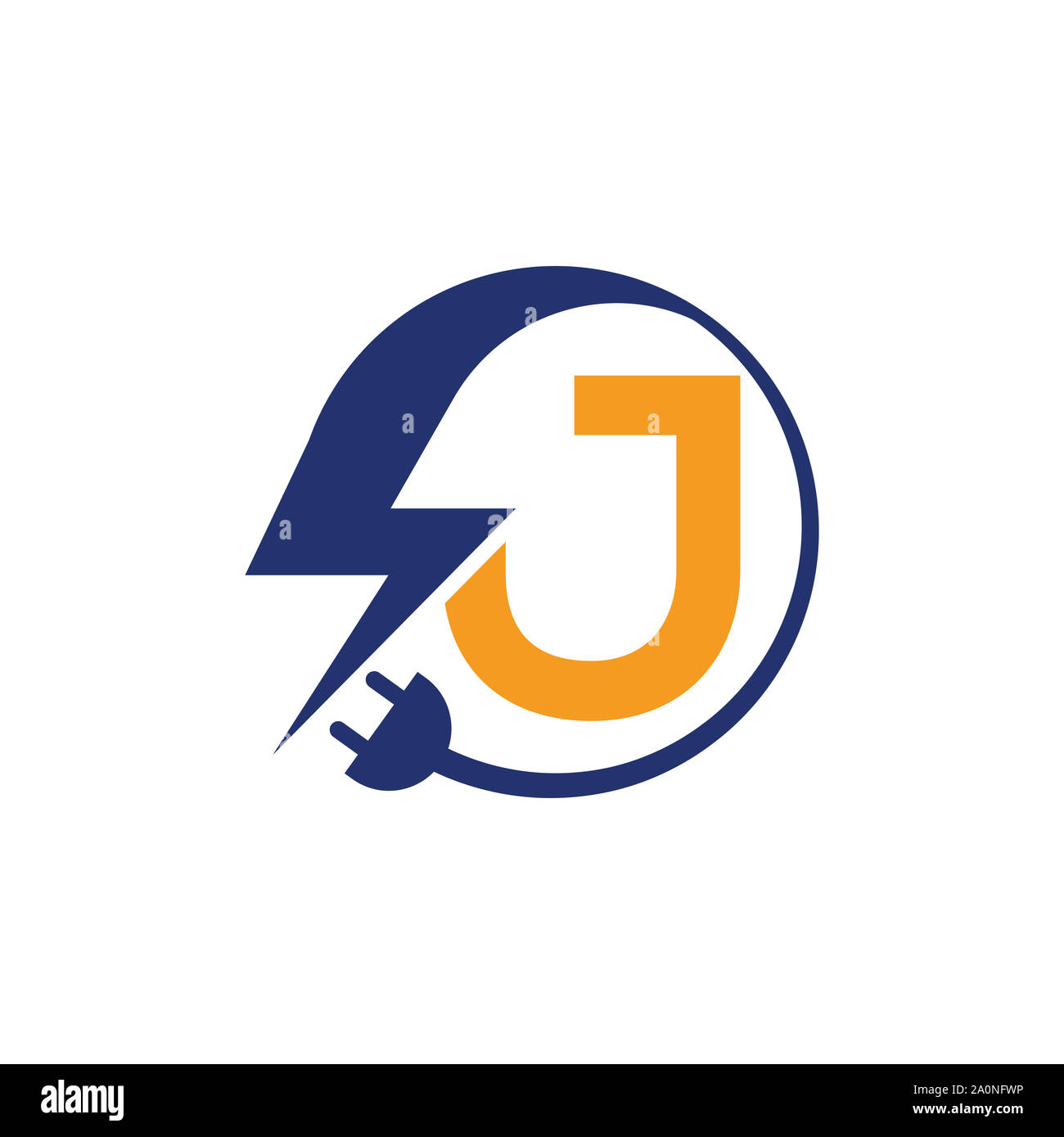 Segno elettrico con la lettera, elettricità, logo logo elettrico e icona del design del vettore modello.L'icona di un fulmine nel vettore. Logo di fulmini Foto Stock