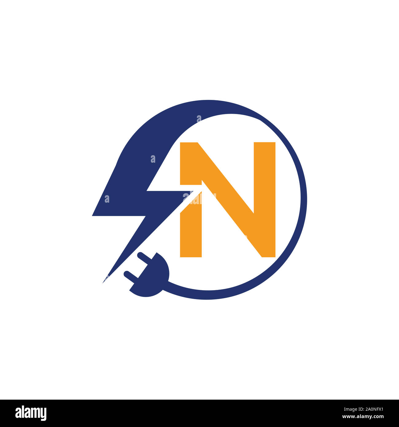 Segno elettrico con la lettera, elettricità, logo logo elettrico e icona del design del vettore modello.L'icona di un fulmine nel vettore. Logo di fulmini Foto Stock