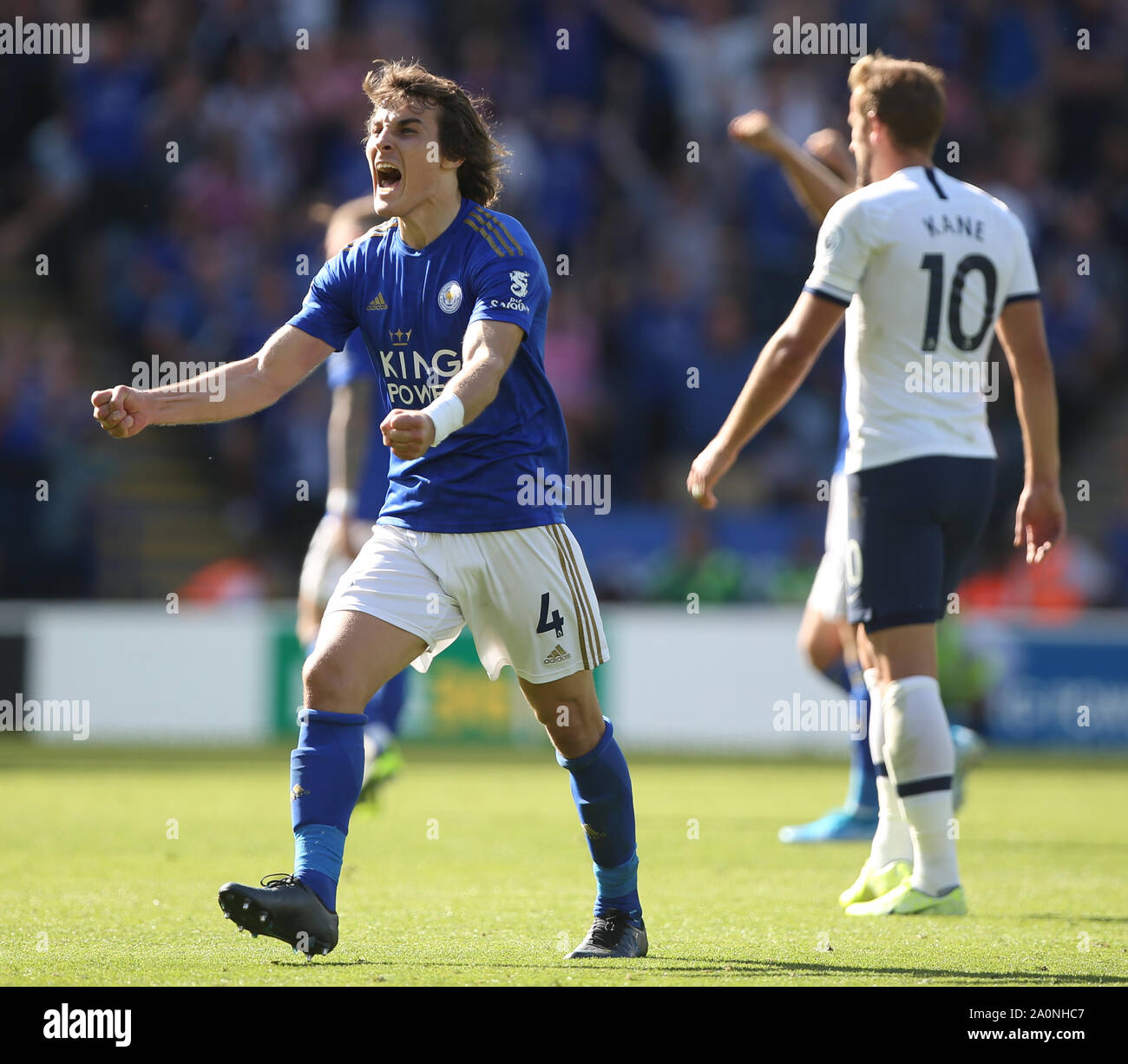 CAGLAR SOYUNCU celebra la vittoria, Leicester City v Tottenham Hotspur, 2019 Foto Stock