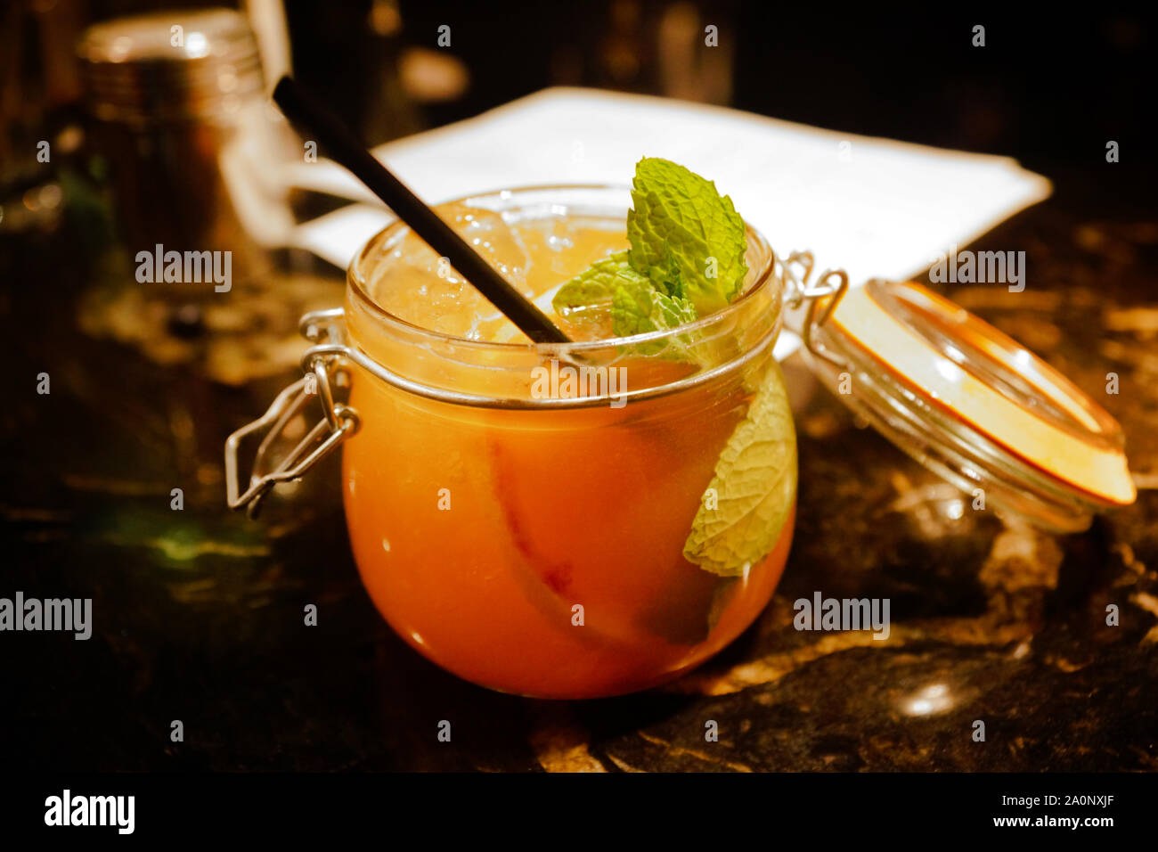 Delizioso punch al rum di Barbados. Foto Stock