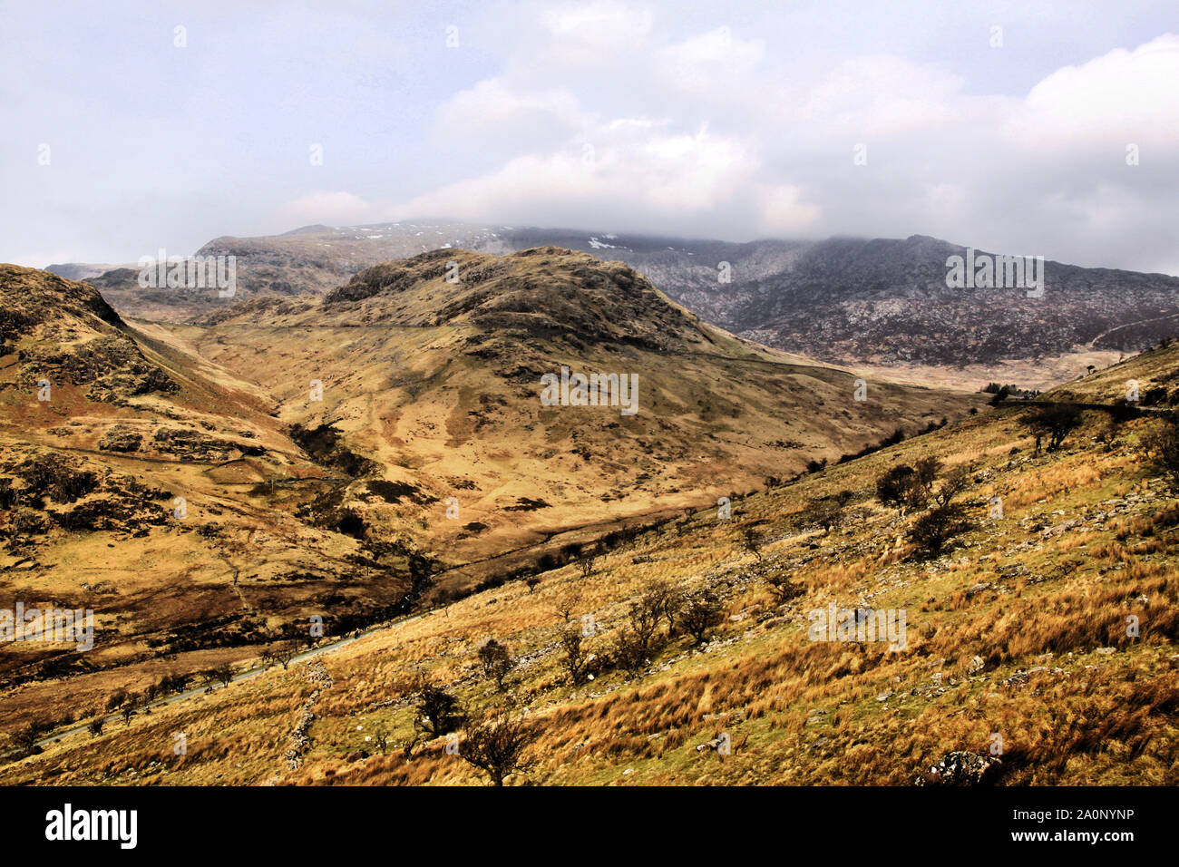 Una vista del Welsh montagne vicino Snowdon Foto Stock