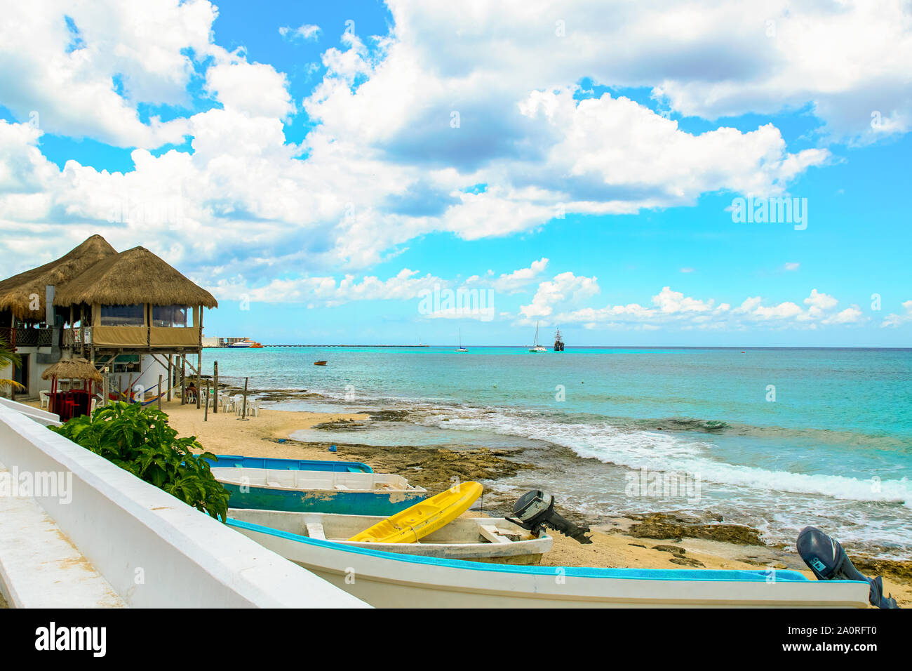 Scenic vista oceano di Cozumel Messico. Foto Stock