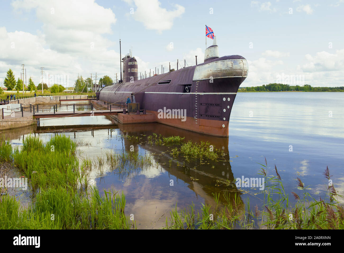 VYTEGRA, RUSSIA - Agosto 16, 2019: vista del sottomarino sovietico B-440 su un giorno di agosto. Museo nella città Vytegra Foto Stock