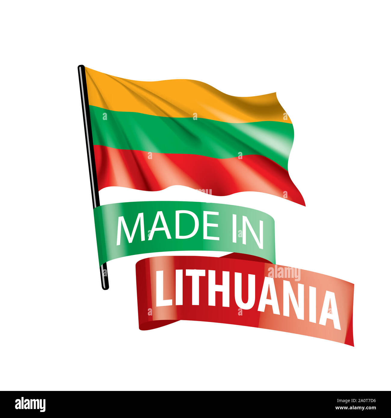 Bandiera della Lituania, illustrazione vettoriale su sfondo bianco Foto Stock