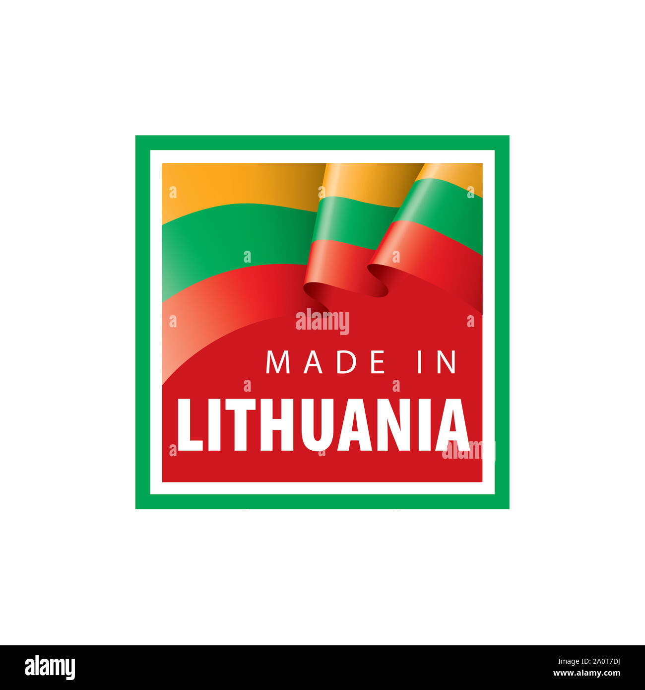 Bandiera della Lituania, illustrazione vettoriale su sfondo bianco Foto Stock