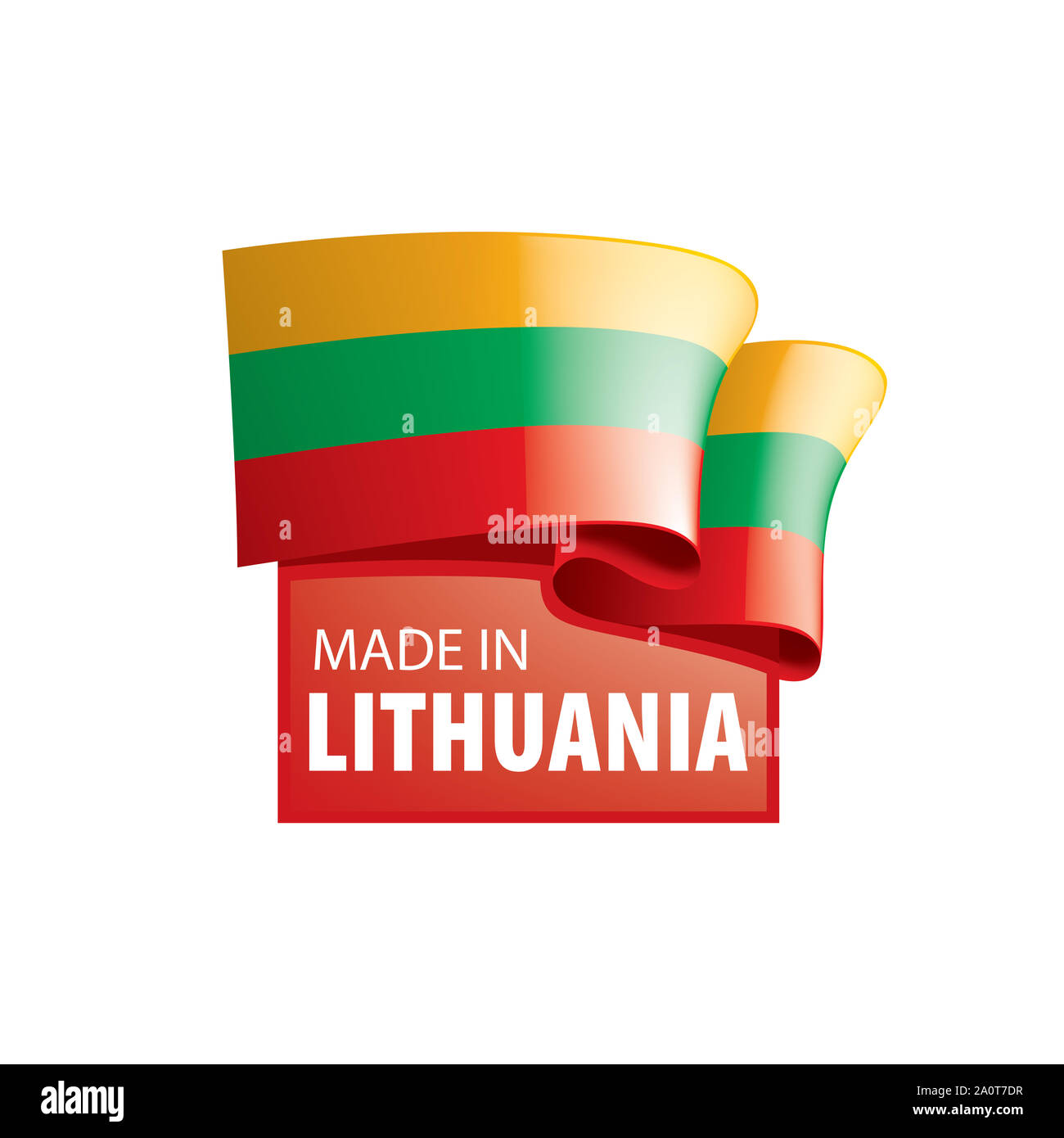 Bandiera della Lituania, illustrazione vettoriale su sfondo bianco Foto Stock