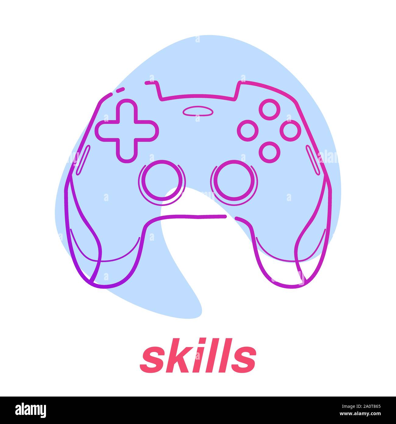 Il gioco icona, esports specialità, vettore concetto di linea con il gamepad su sfondo isolato con colori spot. Illustrazione Vettoriale