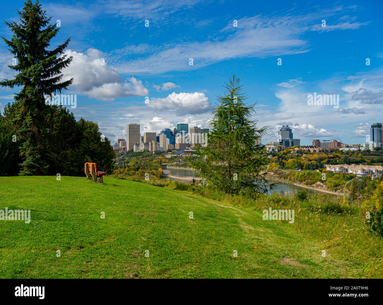 Vista panoramica del centro di Edmonton, Alberta, Canada. Foto Stock