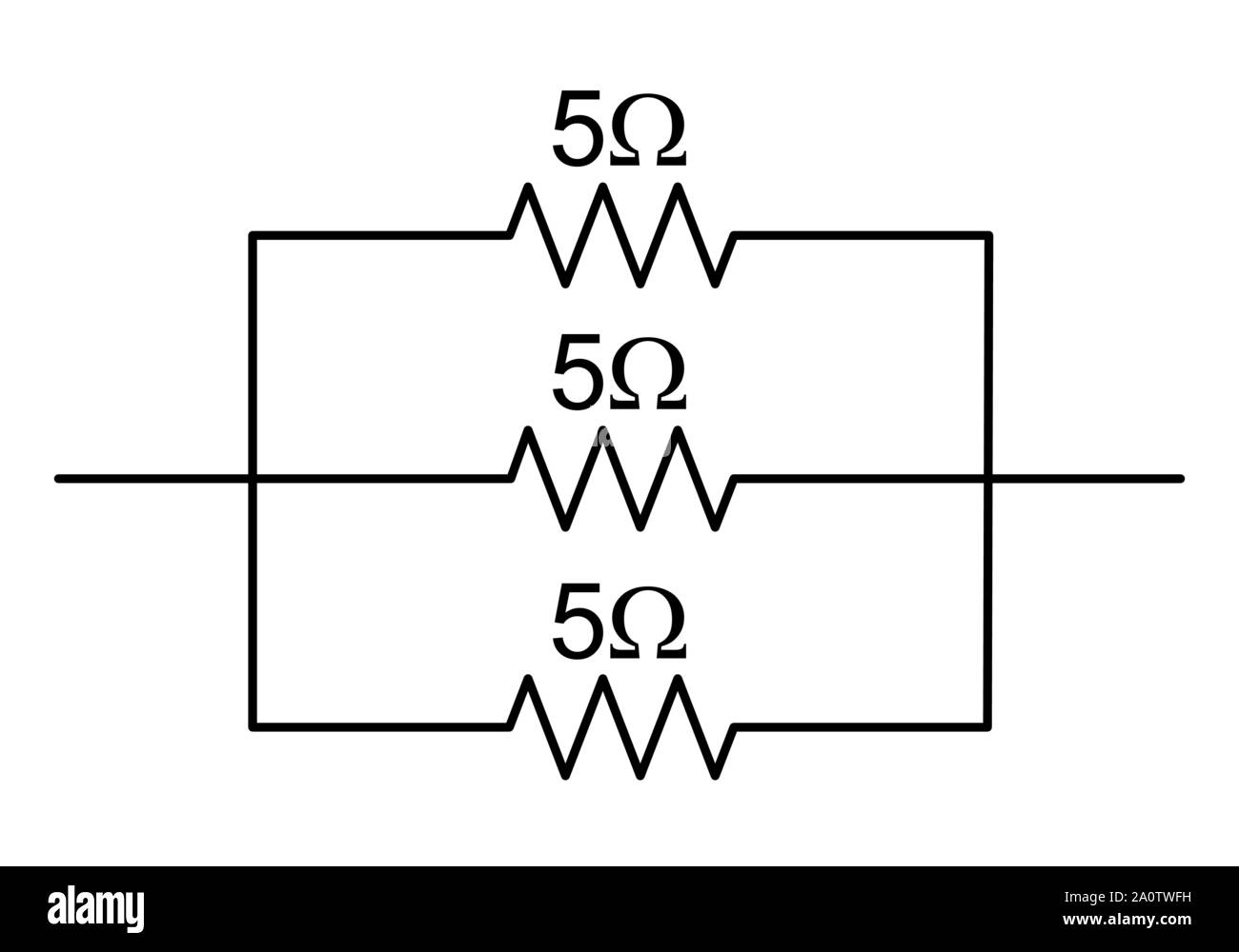 Illustrazione di un semplice circuito con resistori Illustrazione Vettoriale