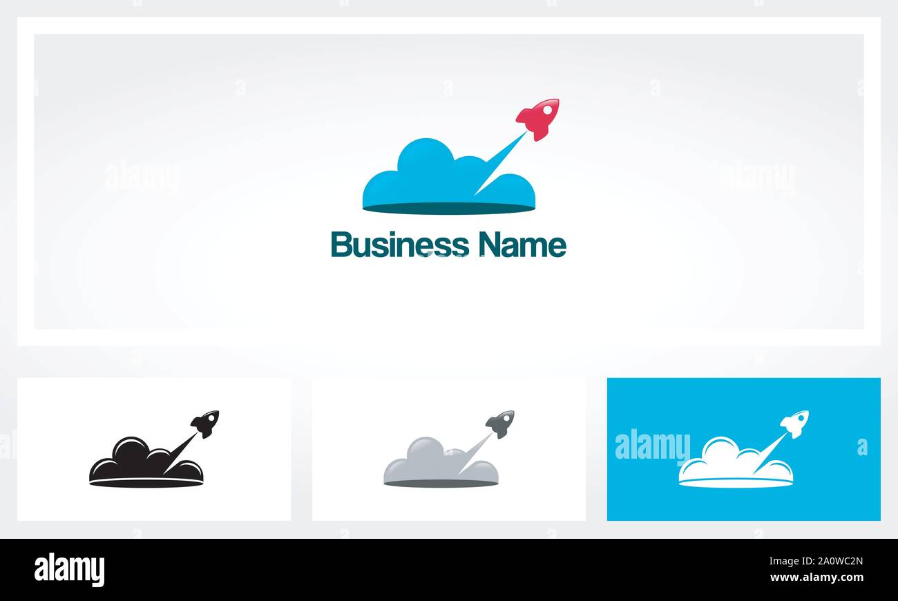 Rocket Cloud Logo Fly Illustrazione Vettoriale