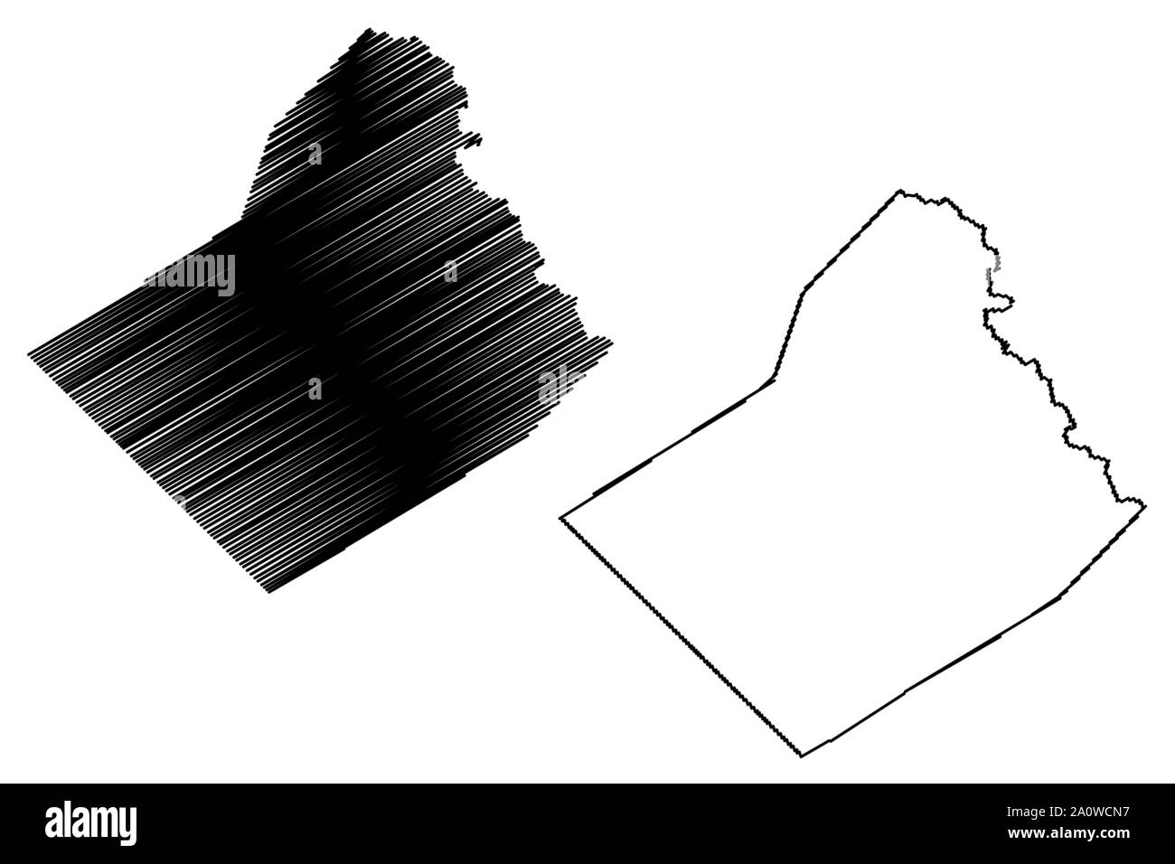 Wharton County, Texas (contee in Texas, Stati Uniti d'America,USA, Stati Uniti, US) mappa illustrazione vettoriale, scribble schizzo Wharton mappa Illustrazione Vettoriale