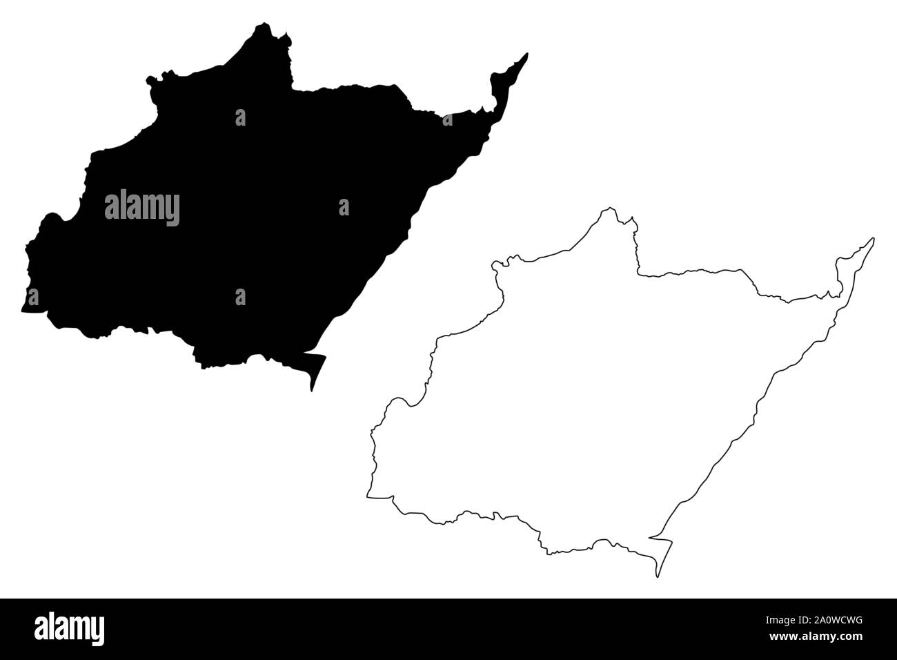 Governatorato del nord (Repubblica libanese, governorates del Libano) mappa illustrazione vettoriale, scribble schizzo Gouvernorat du Liban-Nord mappa Illustrazione Vettoriale