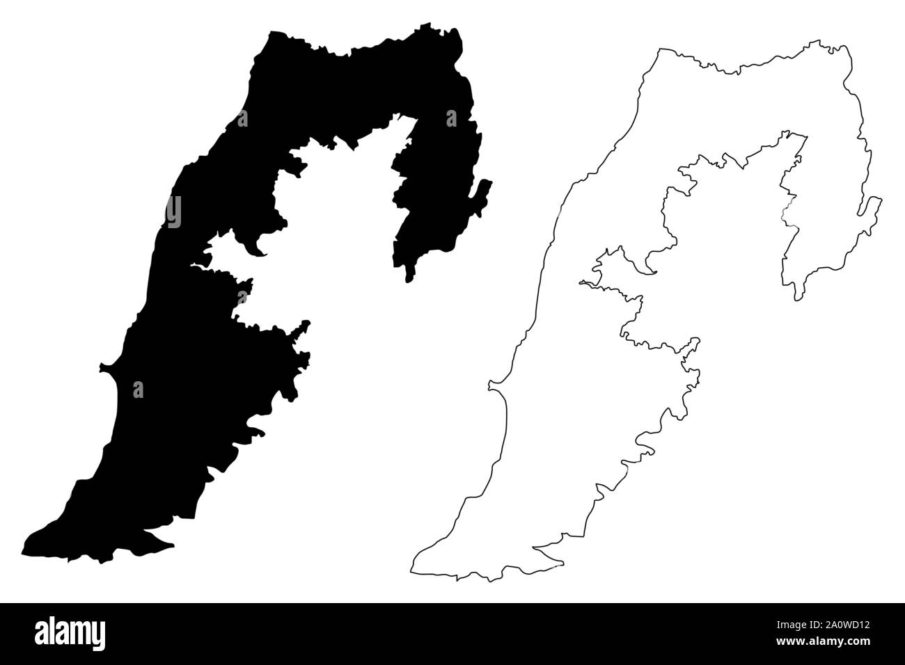 Governatorato del sud (Repubblica libanese, governorates del Libano) mappa illustrazione vettoriale, scribble schizzo a sud mappa Illustrazione Vettoriale