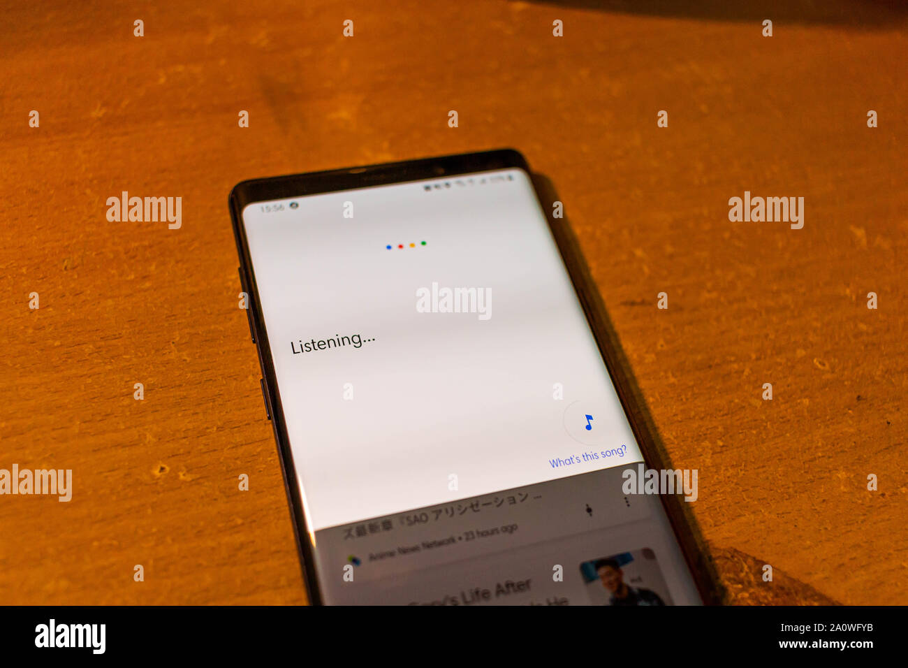 Icona di Google il comando vocale sul Samsung Galaxy Nota 9 Foto Stock