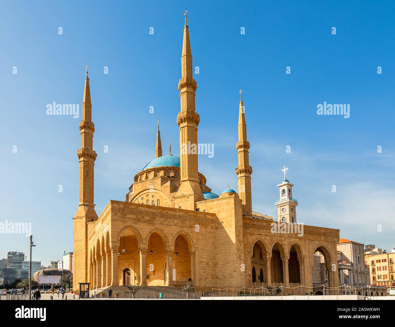 Mohammad Al-Amin moschea e e Saint Georges cattedrale Maronita in background nel centro di Beirut, Libano Foto Stock