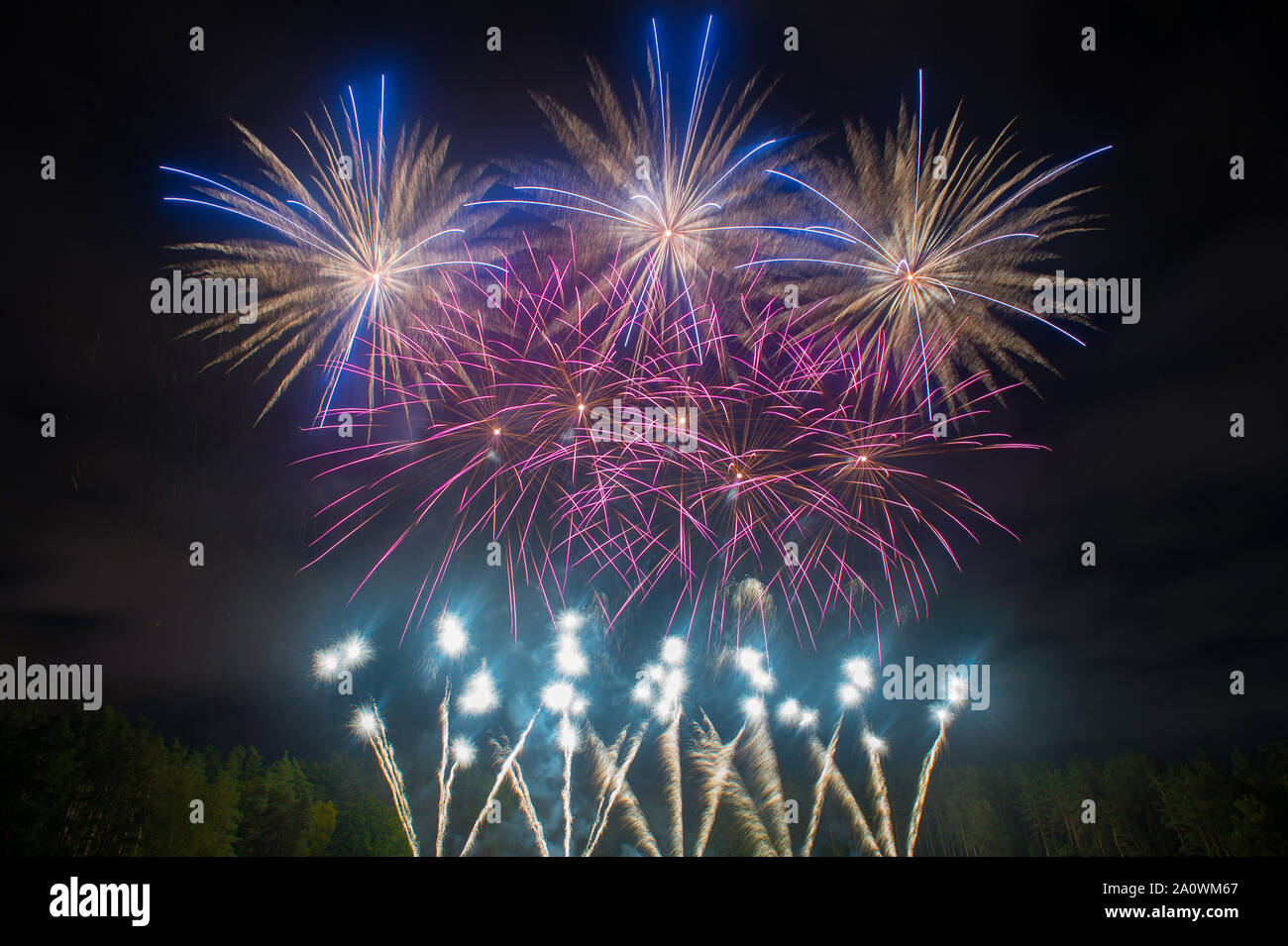 Internazionale Competizione di fuochi d'artificio a Vilnius Foto Stock