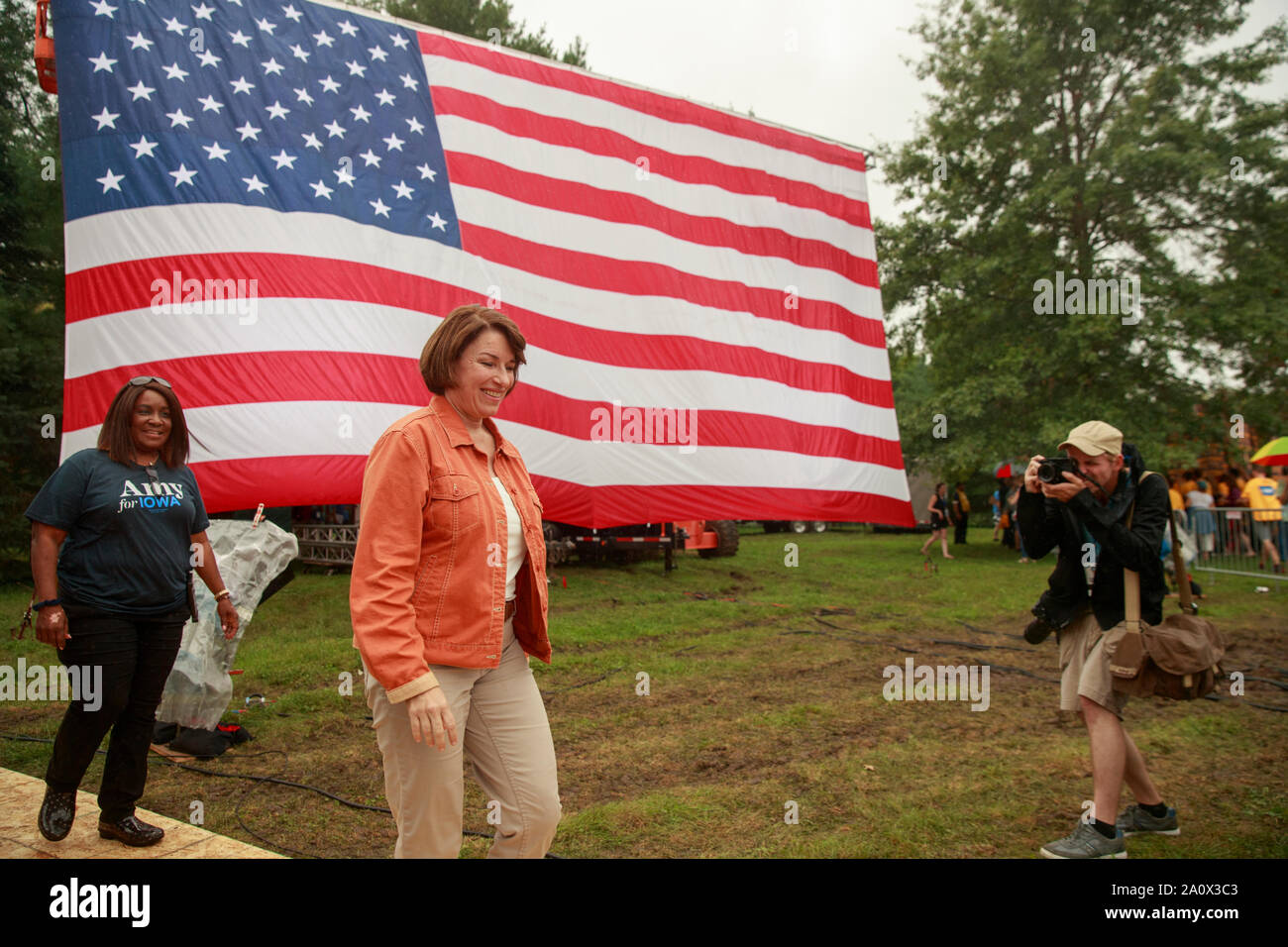 Des Moines, Stati Uniti. Xxi Sep, 2019. Amy Klobuchar, chi è in esecuzione per la nomination democratica per la Presidenza degli Stati Uniti, parla durante la Polk County Steak Fry a opere idriche Park a Des Moines, Iowa.L'evento ha richiamato in 17 candidati per la nomination democratica per la presidenza degli Stati Uniti. L'Iowa Caucaso sono Lunedì 3 Febbraio, 2020 e pur non essendo un primario sarà restringere il campo dei candidati per il presidente prima della prima elezione primaria nello stato del New Hampshire. Credito: SOPA Immagini limitata/Alamy Live News Foto Stock