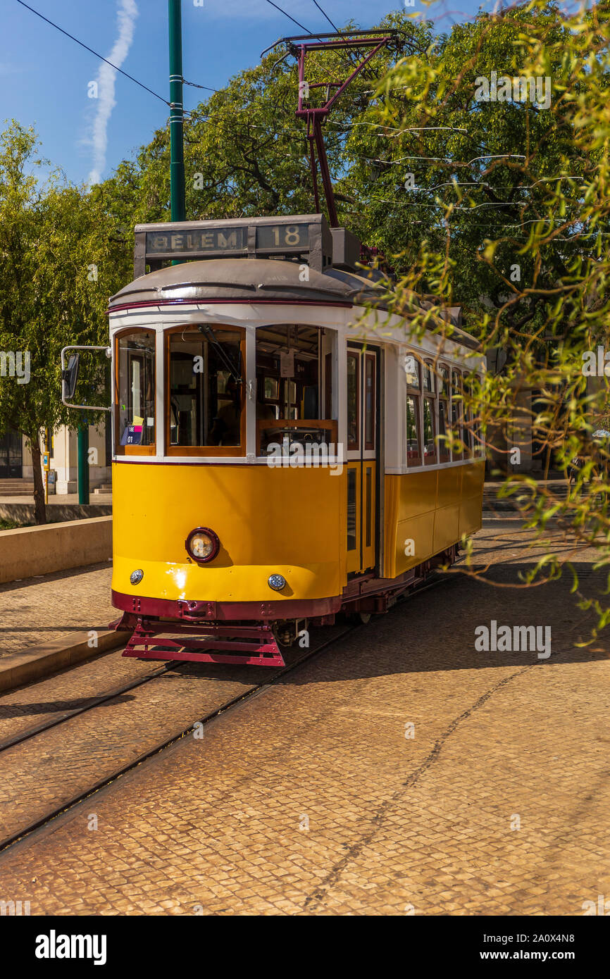 Il Lisbona rete tranviaria (Portoghese: Rede de el tricos de Lisboa) è un sistema di tram che servono Lisbona, città capitale del Portogallo. Foto Stock