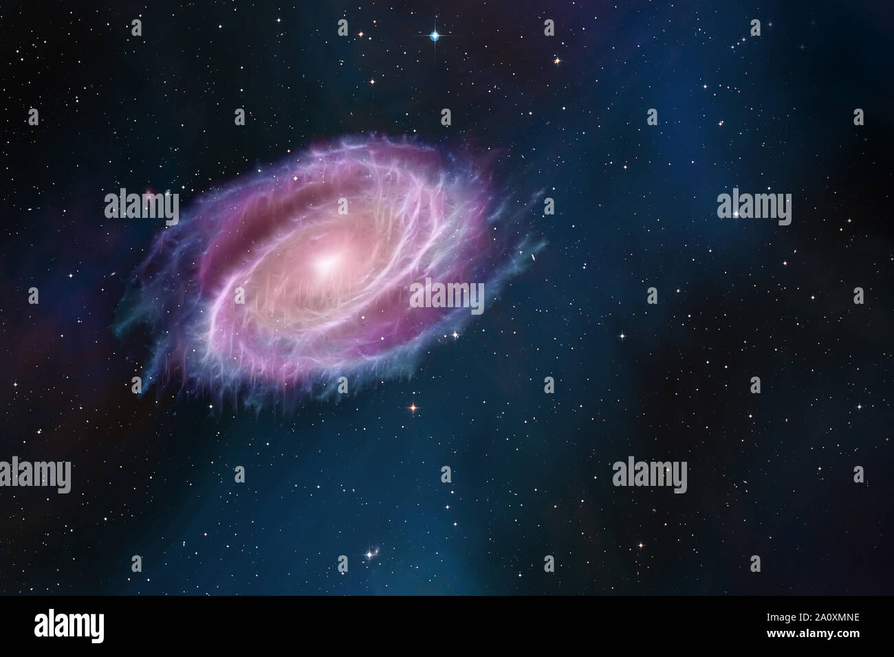 Spazio fondo cosmico di fractal galaxy e stelle campo con spazio di copia Foto Stock