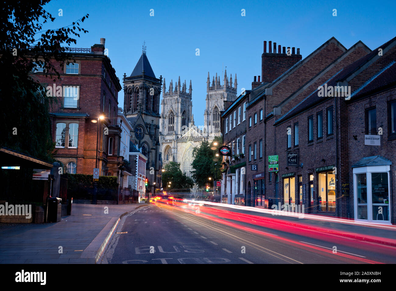 York Minster Cattedrale al tramonto, York, Inghilterra Foto Stock