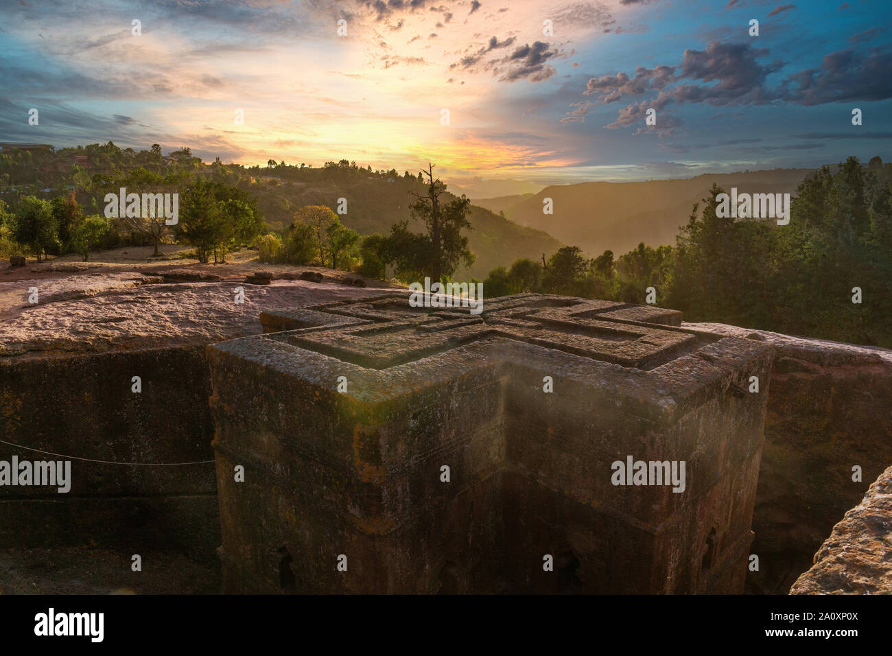Le chiese di Lalibela è sulla lista del Patrimonio Mondiale dell'UNESCO Foto Stock