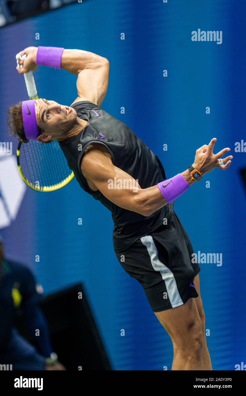 Rafael Nadal di Spagna competere nei finali di uomini singoli al 2019 US Open Tennis Foto Stock