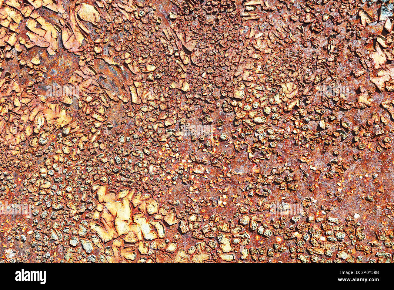 Rusty superficie del bordo metallico, effetti di esposizione meteo Foto Stock