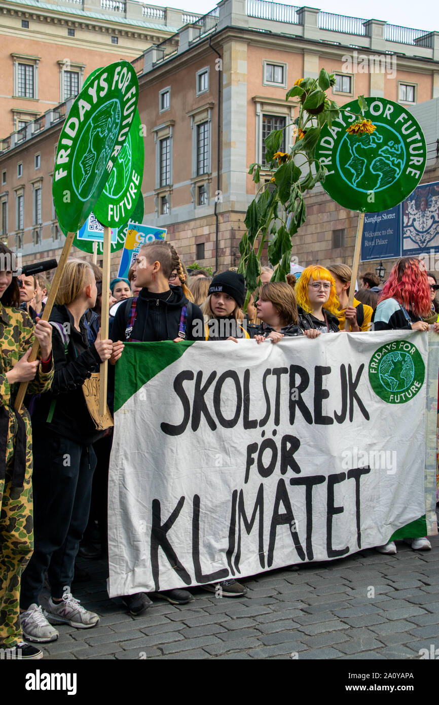 I giovani e gli studenti di venerdì per il futuro della scuola sciopero per il clima di Stoccolma, Svezia Foto Stock