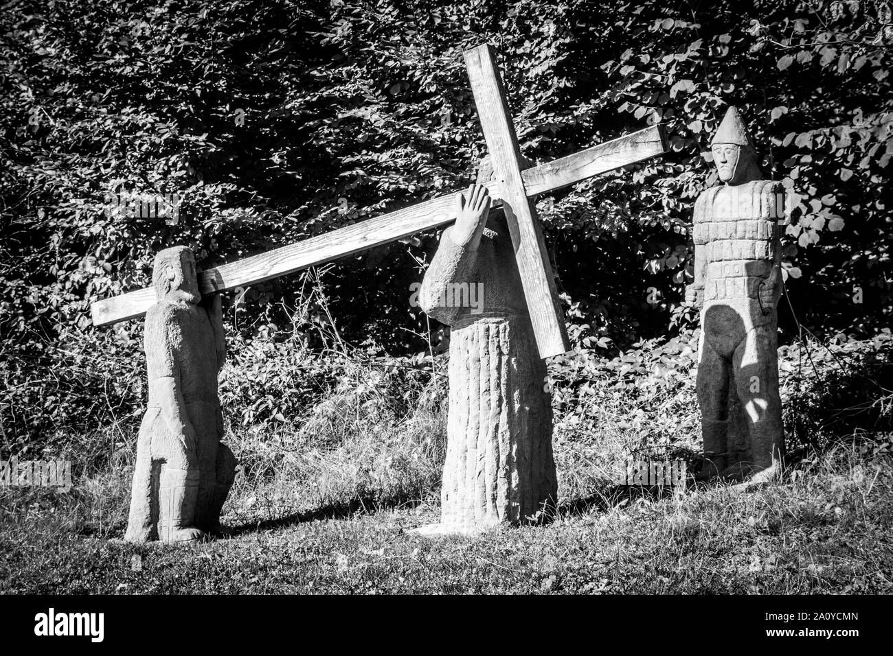 Gesù Cristo sulla Via della Croce museo all'aperto a Sanok, Polonia. Foto Stock