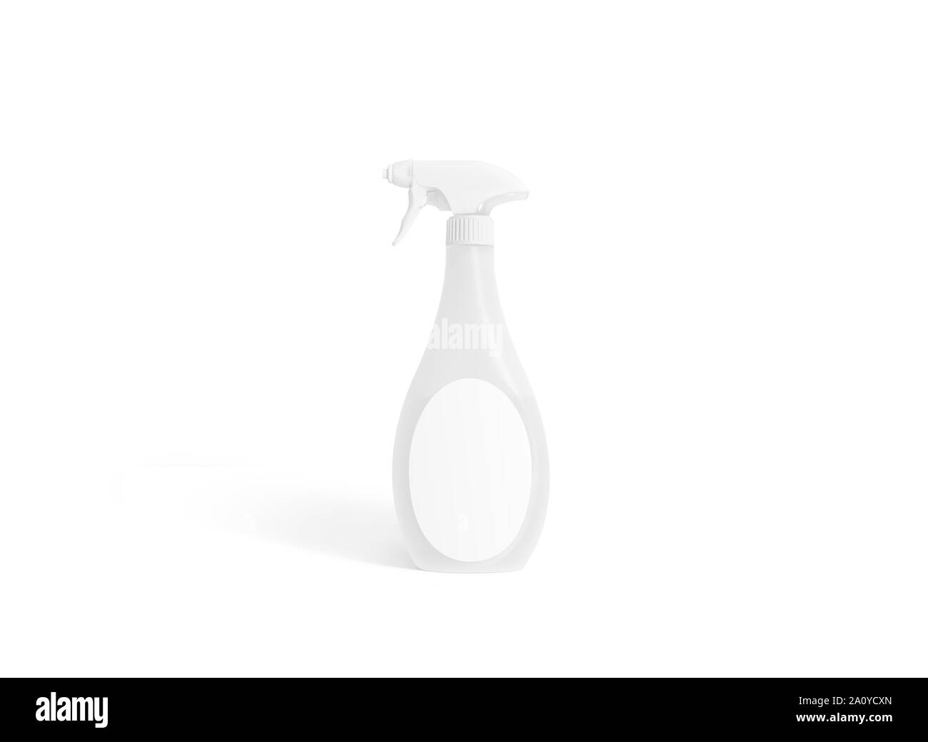 Flacone spray bianco vuoto isolato, vista frontale Foto Stock