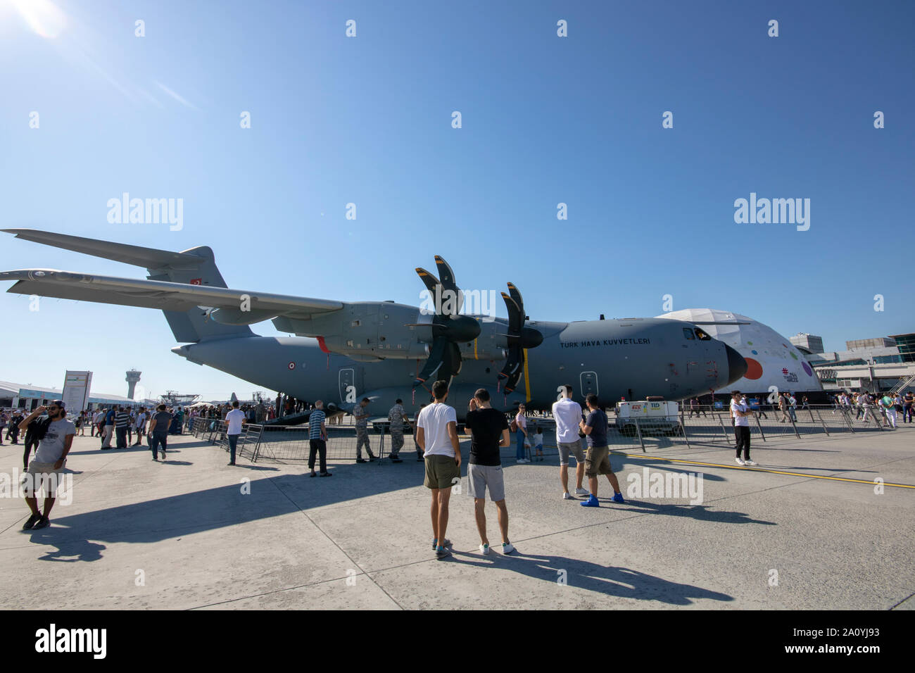 Istanbul, Turchia - Settembre-18,2019: A400M militare aereo cargo riprese dal lato. Foto Stock