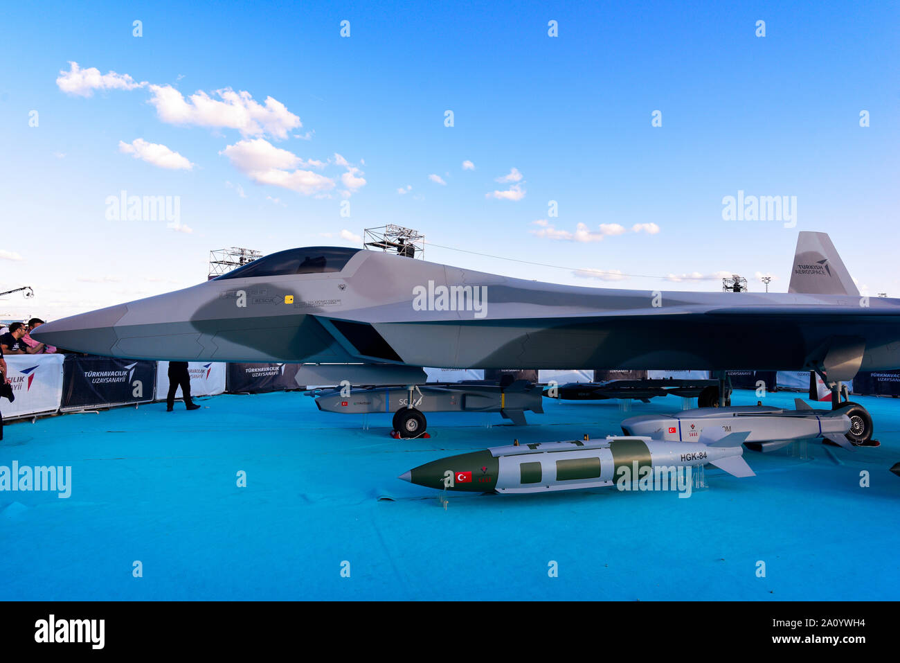 Teknofest 2019 militari di Air force technologies show in aeroporto Ataturk, Istanbul, Turchia. Settembre 21, 2019 Foto Stock