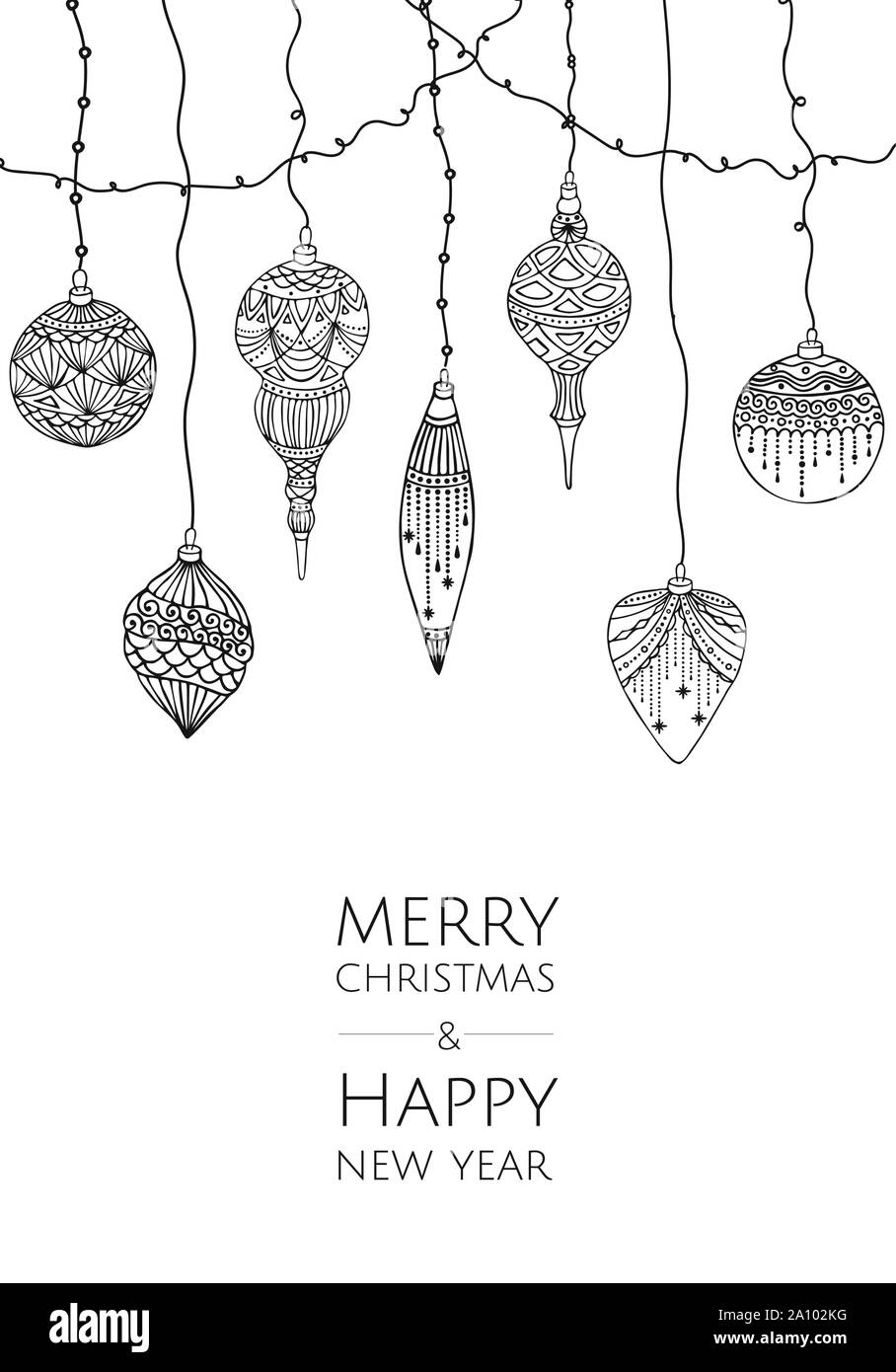 Buon Natale e Felice Anno Nuovo. Vettore modello moderno card. Abstract palle di Natale. Illustrazione Vettoriale